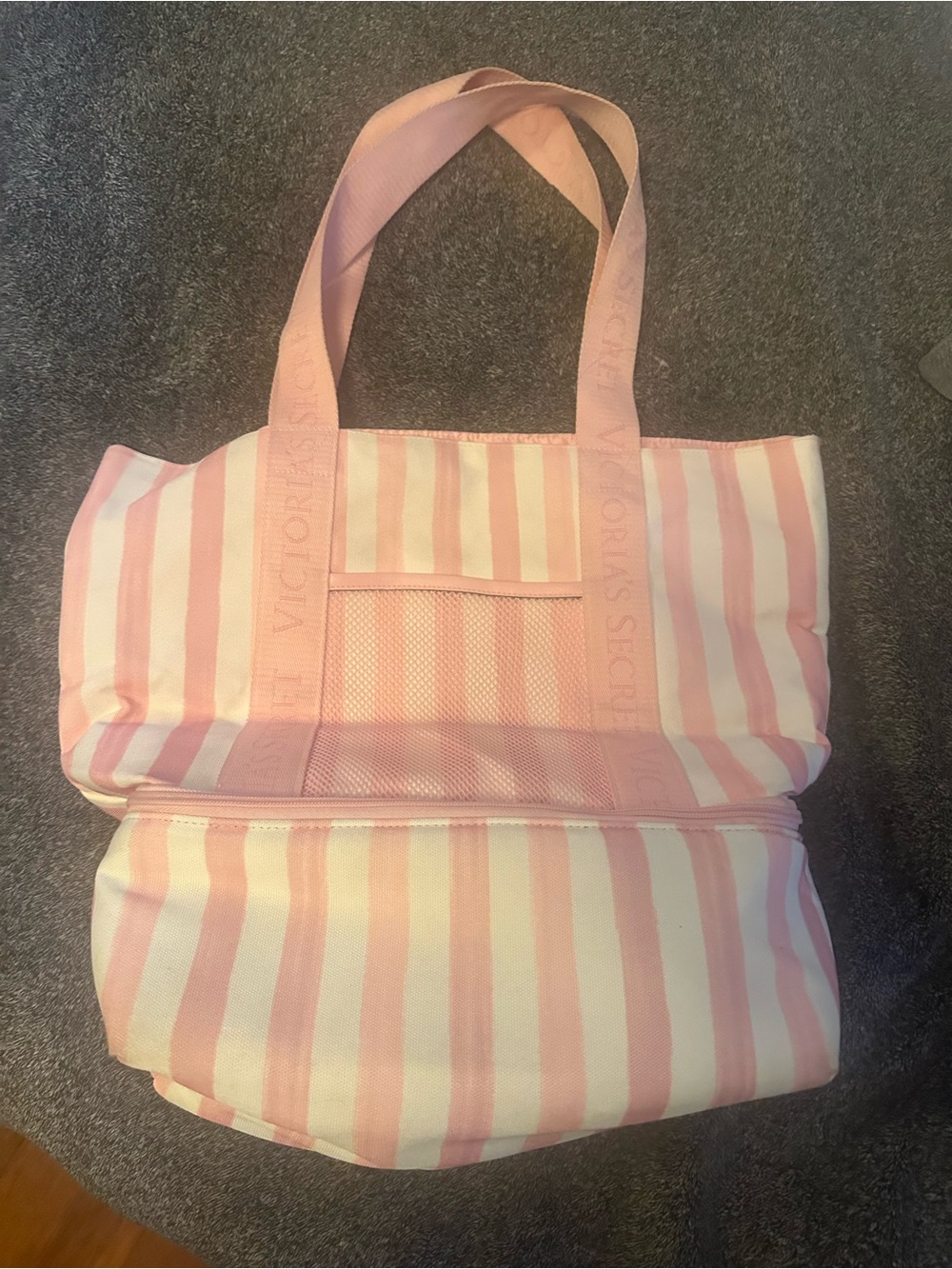 Victoria's Secret Pink and White Striped Tote /cooler